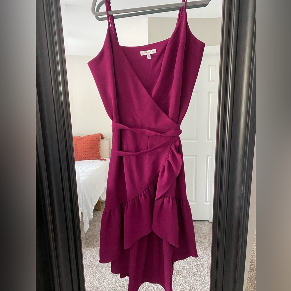 Dress The Population Purple Delphine Crepe Wrap Midi Dress Size XL